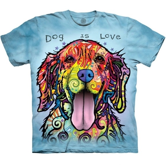 The Mountain Dog Is Love by Dean Russo Blue Tie Dye Dog Shirt Size L - Picture 5 of 10
